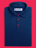 Navy Polo with RED Buttons.