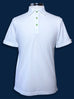 White Polo with GREEN Buttons.